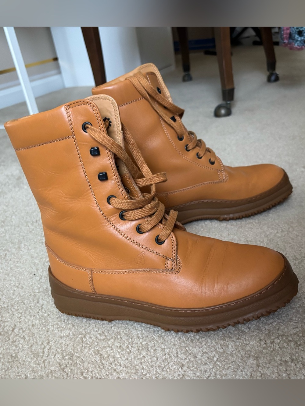 Hogan Leather Lace Up Combat Boots Women’s Size 7.5